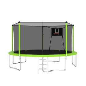 14FT Trampoline ,Sports Fitness Trampolines with Enclosure Net, Recreational Trampolines for Outdoor Indoor